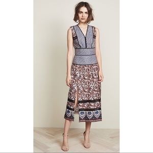 Sea New York Gemma Maxi Dress Size 4 Sleeveless Floral Patchwork Print Crochet